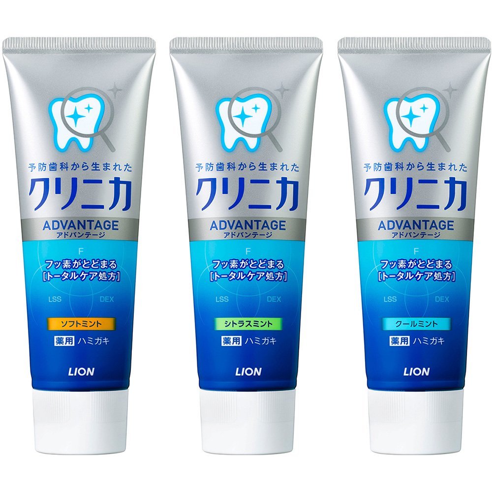 Teeth Whitening Japan - 日本のライオンクリニカミント歯磨き粉,3個,歯のホワイトニング用,日常使用,喫煙者の汚れ,疫病,悪臭を取り除きます