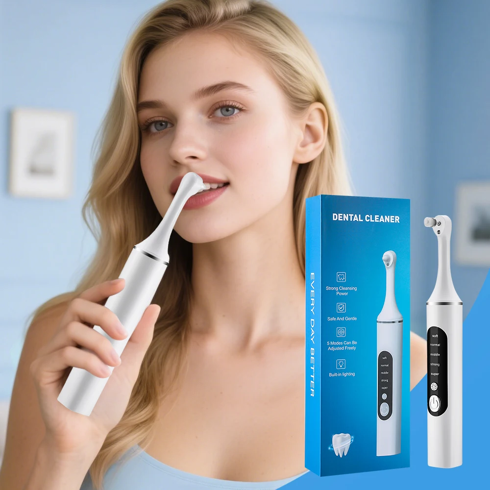 Teeth Whitening Brush - 電動歯磨き器歯のホワイトニングクリーナー 6 ブラシヘッド LED ライト歯垢歯石除去剤歯垢歯のクリーニングセット