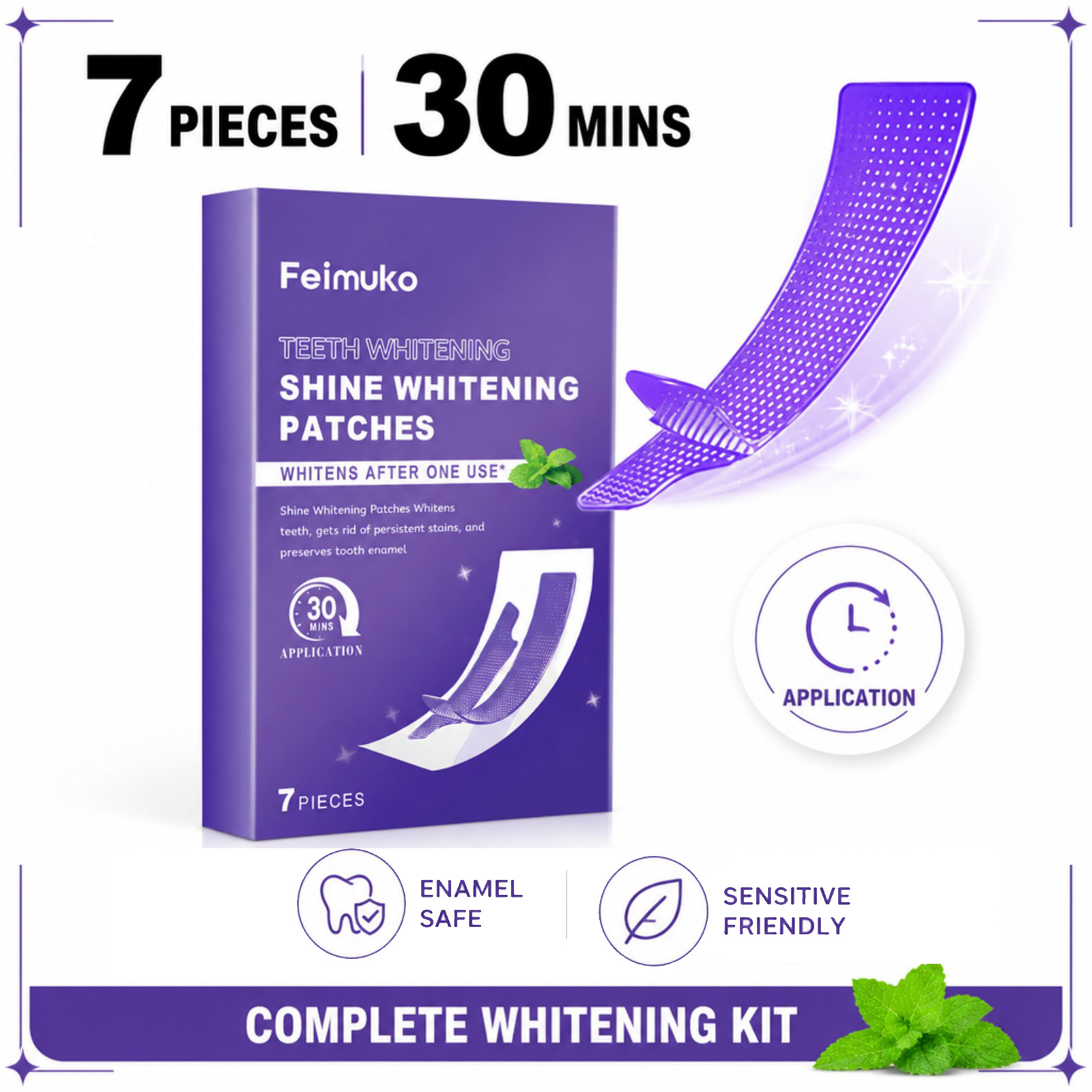 Whitening Strip 3D - 7/14/21/28枚入り パープル歯のホワイトニングストリップ 3Dフィット ステイン除去 エナメル質に安全 水洗い不要