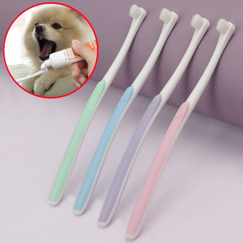 Teeth Whitening Brush - 犬用歯ブラシ 犬の歯のクリーニング ソフトヘア歯ブラシ 犬用口腔クリーニング 快適なハンドル 犬の歯ブラシ