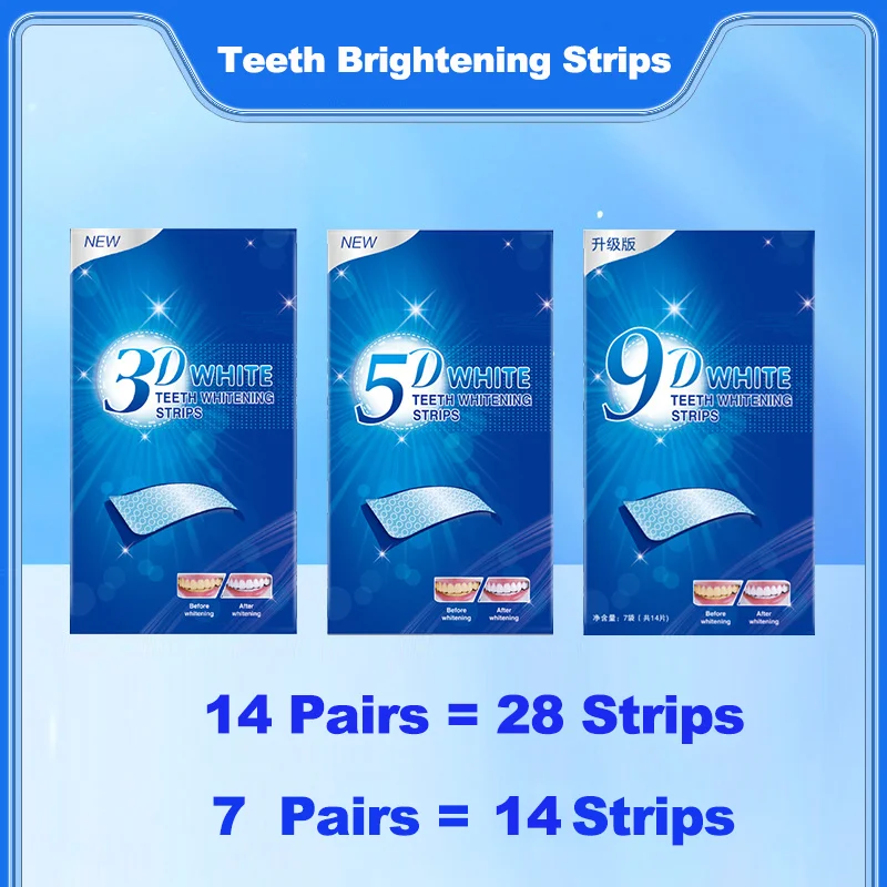 Whitening Strip 3D - 2箱入り 3D/5D/9D ホワイトニングストリップ 歯のホワイトニングキット 口腔衛生ケアストリップ 歯のベニア用