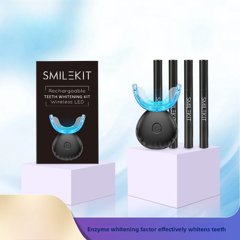 Teeth Whitening Kit At Home - ワイヤレス充電式歯のホワイトニングキット、LEDライト歯のホワイトニング剤＆ジェル、自宅でできるホワイトスマイルケアシステム