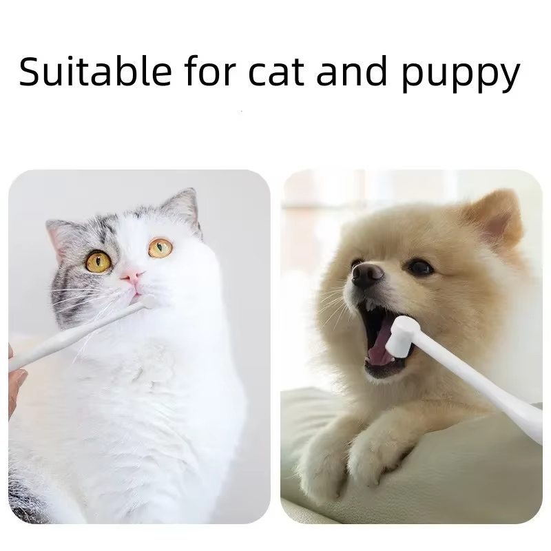 Teeth Whitening Brush - 丸頭ペット歯ブラシ口臭除去歯石ケアソフトブラシ犬猫口腔クリーニング歯ブラシペットクリーニング用品