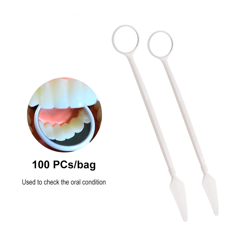 Teeth Whitening For Photos - 100個入り/袋 歯科用口腔鏡 使い捨て 口腔写真鏡 歯医者用ツール 歯のホワイトニング検査用ガラス反射鏡