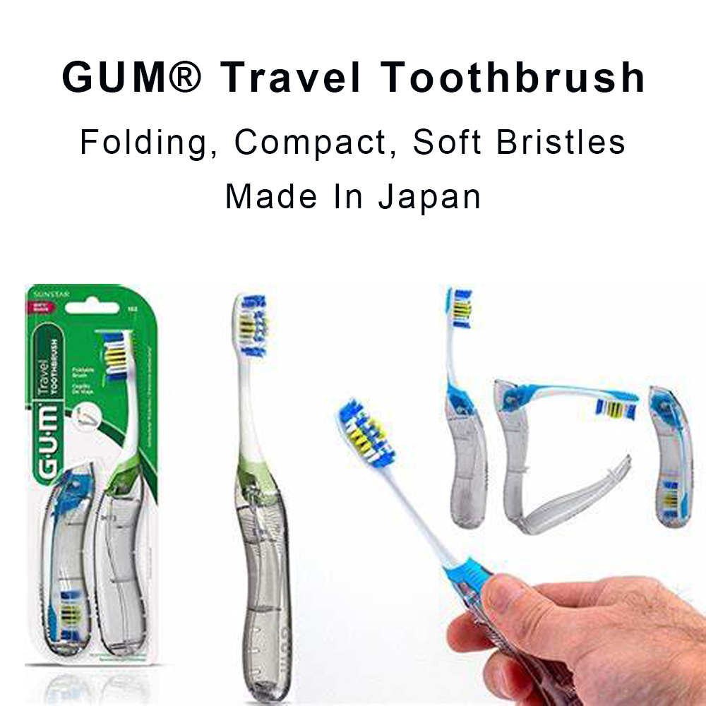 Teeth Whitening Japan - ガム-折りたたみハンドル付きのエコロジカル歯ブラシ,口腔洗浄ツール,折りたたみ式クリーニング,ソフトハンドル,サンスター,日本製