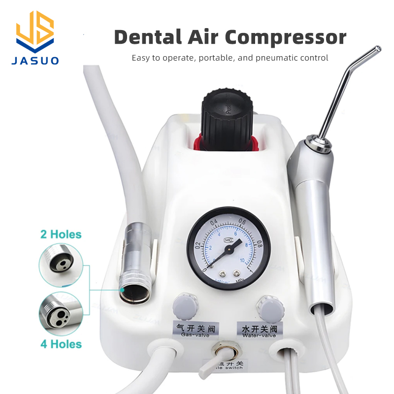 Teeth Whitening Kit Professional - 歯科用エアコンプレッサー付きポータブルタービンユニット,歯のホワイトニング機器,プラスチックシェル歯科,3方向注射器,2/4穴,作業