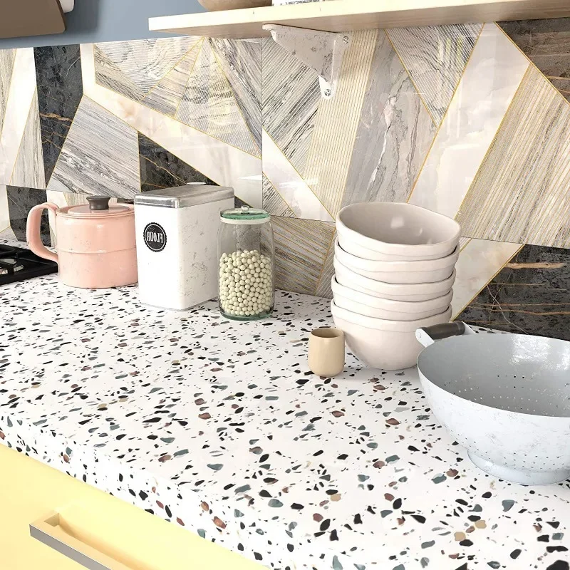 Terrazzo-粘着性の防水壁紙ロール,花崗岩の装飾,キッ - Whitening Strip 3D のレビューと価格