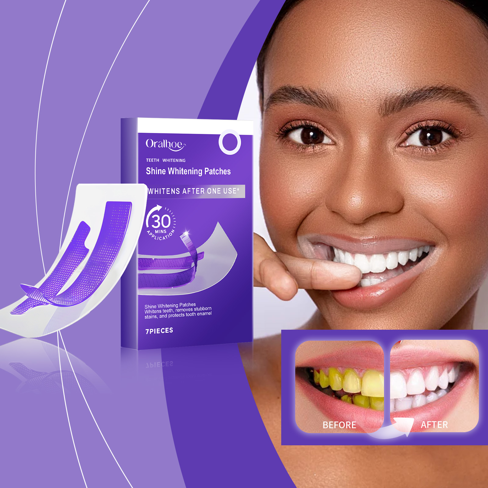 パープル歯のホワイトニングストリップ – 歯垢や汚れを除去し - Teeth Whitening Flash のレビューと価格