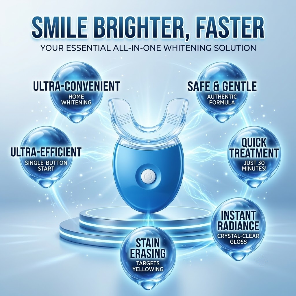 ワイヤレス冷光LEDブルーライト歯のホワイトニングキット携帯 - Teeth Whitening Kit At Home のレビューと価格