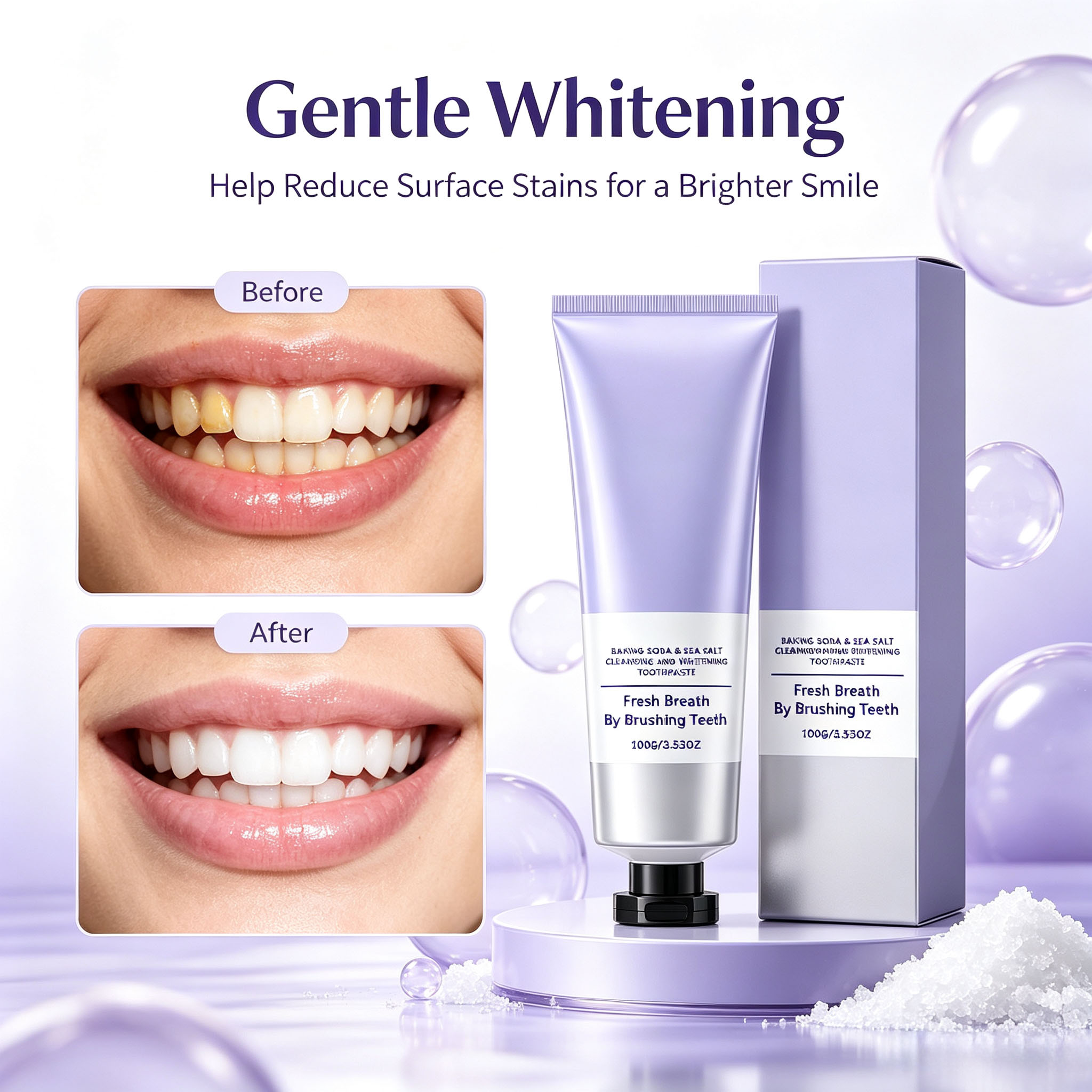 重曹と海塩の歯磨き粉、ディープクレンジング、歯のホワイトニン - Teeth Whitening With Baking Soda のレビューと価格