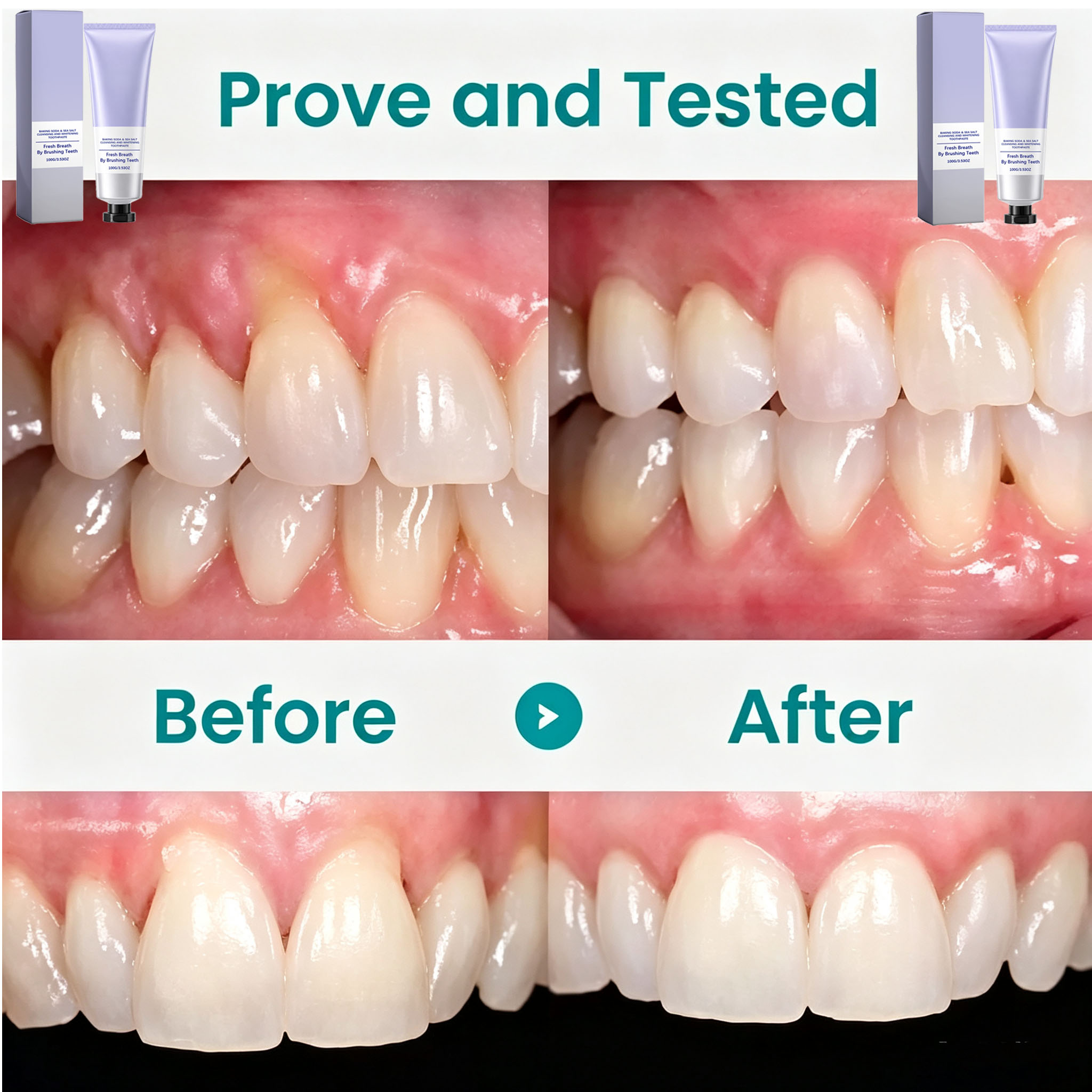 重曹と海塩の歯磨き粉、ディープクレンジング、歯のホワイトニン - Teeth Whitening With Baking Soda のレビューと価格