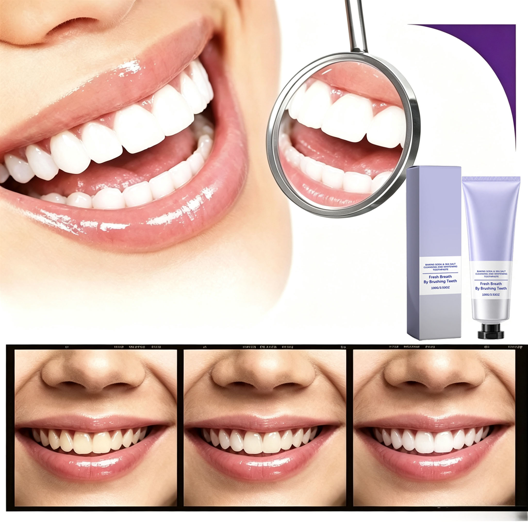 重曹と海塩の歯磨き粉、ディープクレンジング、歯のホワイトニン - Teeth Whitening With Baking Soda のレビューと価格
