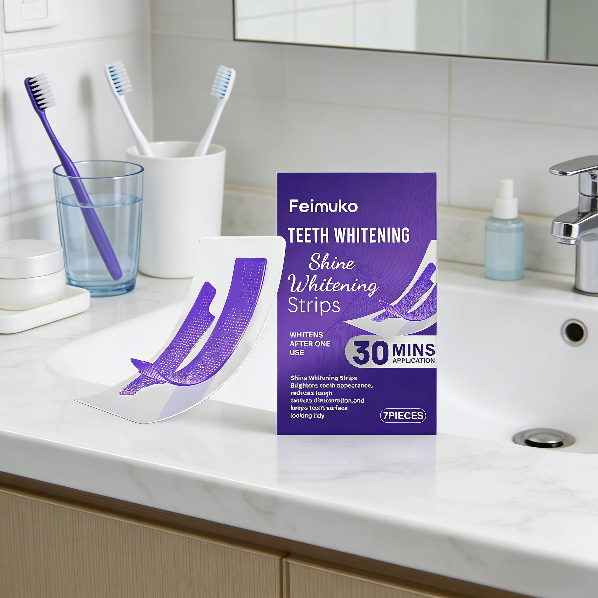 歯のホワイトニングストリップ、知覚過敏を軽減、エナメル質の汚 - Teeth Whitening Flash のレビューと価格