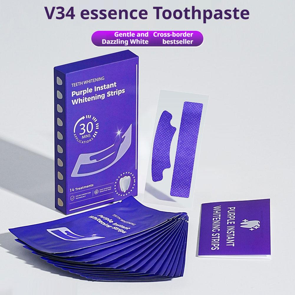 14/28/42 個 V34 パープル歯ホワイトニングストリ - Teeth Whitening Kit At Home のレビューと価格