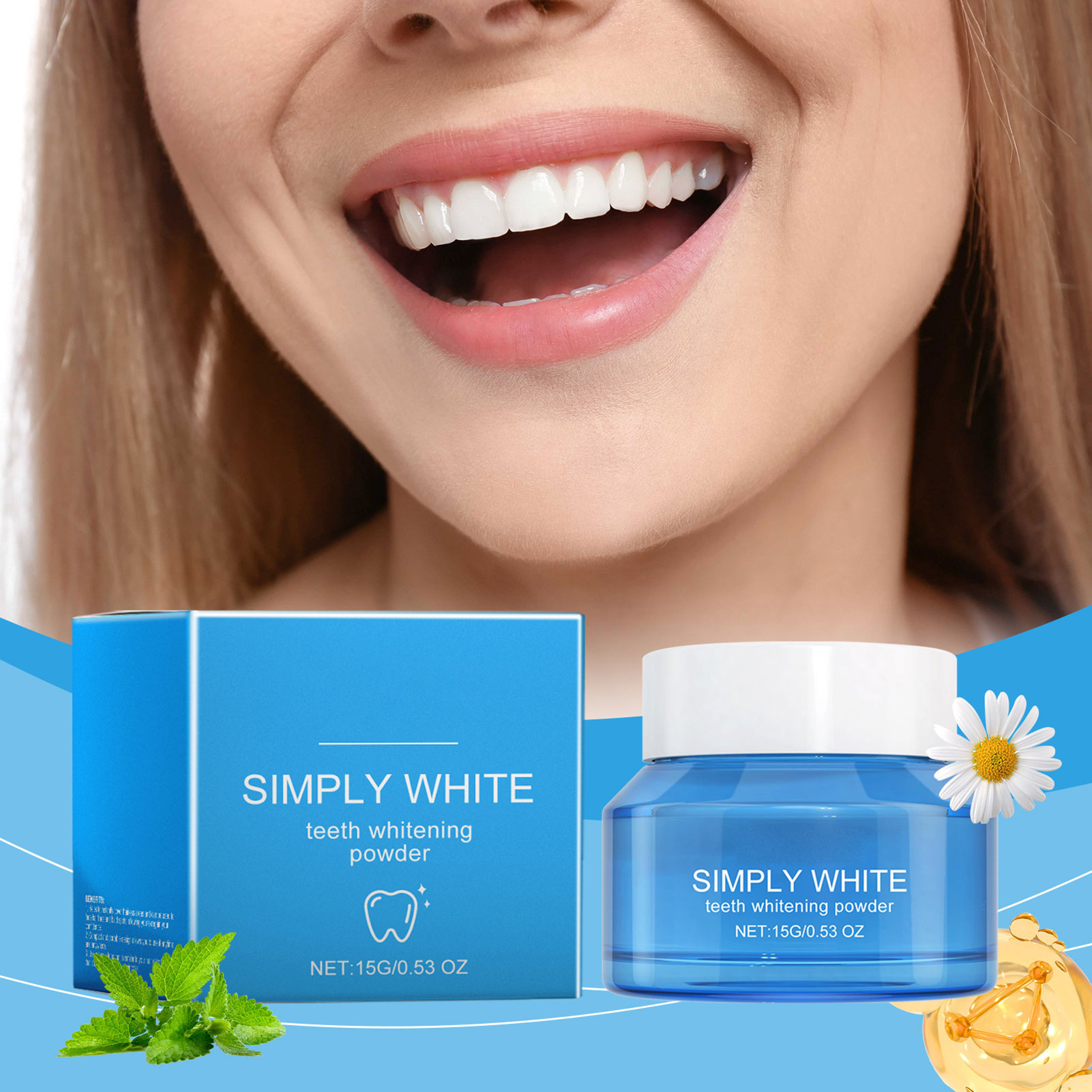 プロ仕様の歯の着色除去パウダー、毎日の使用に、強力な着色除去 - Teeth Whitening For Photos のレビューと価格